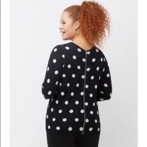 Lane Bryant Dark Blue/Silver Polka Dot Sweater